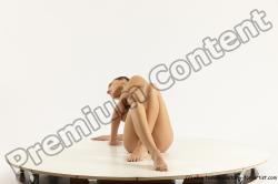 Nude Gymnastic poses Woman White Slim long brown Multi angle poses Pinup